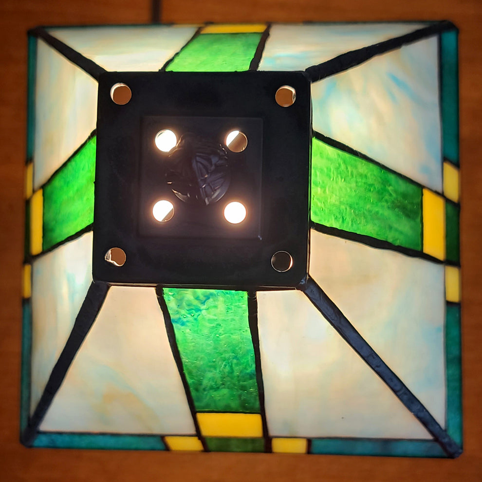 15" Tiffany Cream and Green Mission Style Table Lamp By Homeroots | Table Lamps | Modishstore - 3