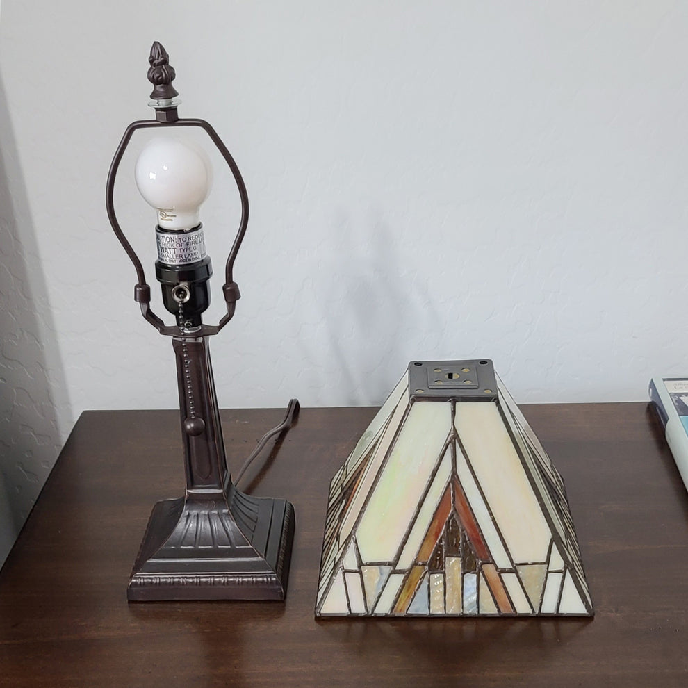 15" Tiffany Yellow and Amber Mission Style Table Lamp By Homeroots | Table Lamps | Modishstore - 4