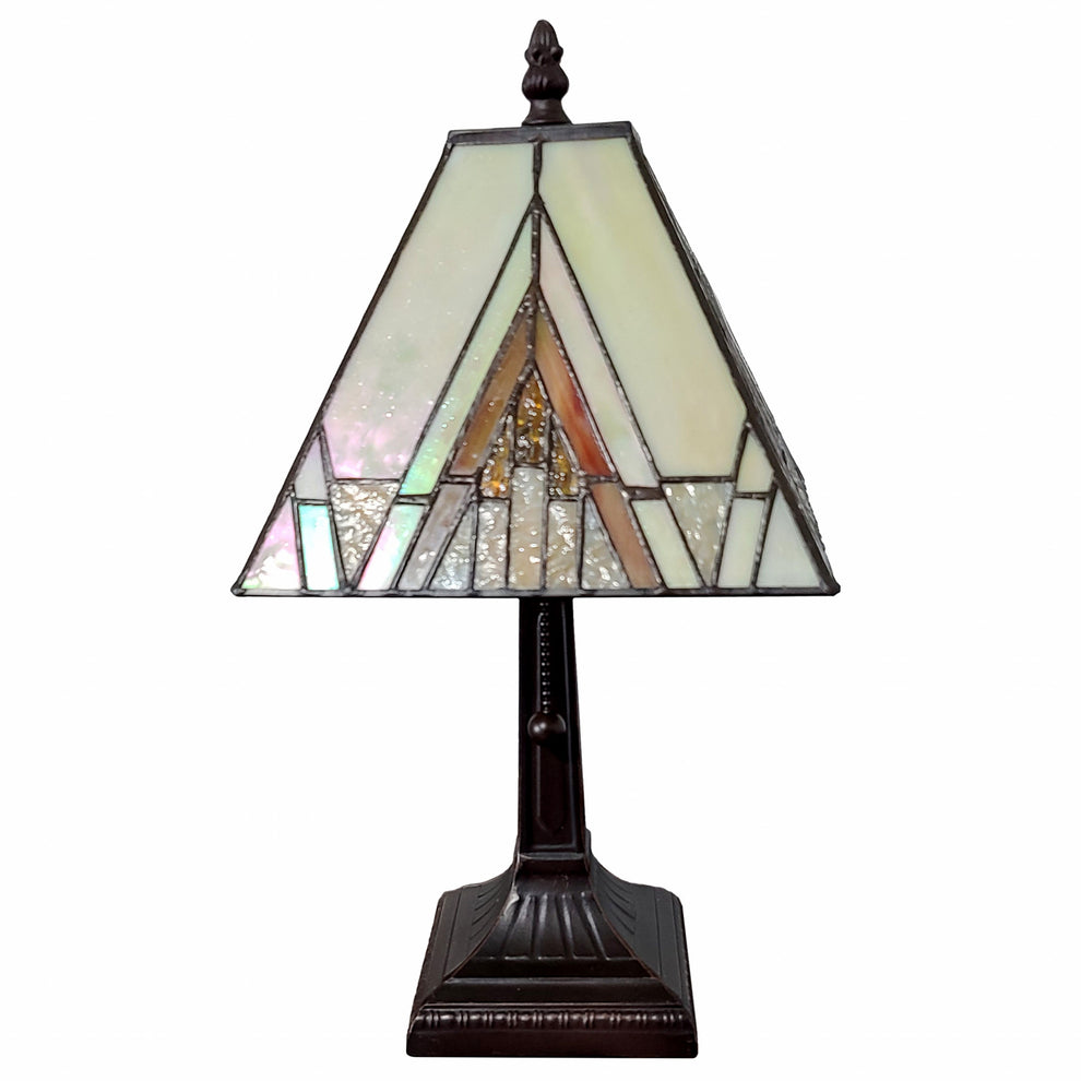15" Tiffany Yellow and Amber Mission Style Table Lamp By Homeroots | Table Lamps | Modishstore - 5