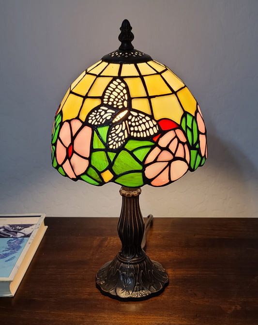15" Tiffany Style Floral Butterfly Table Lamp By Homeroots | Table Lamps | Modishstore