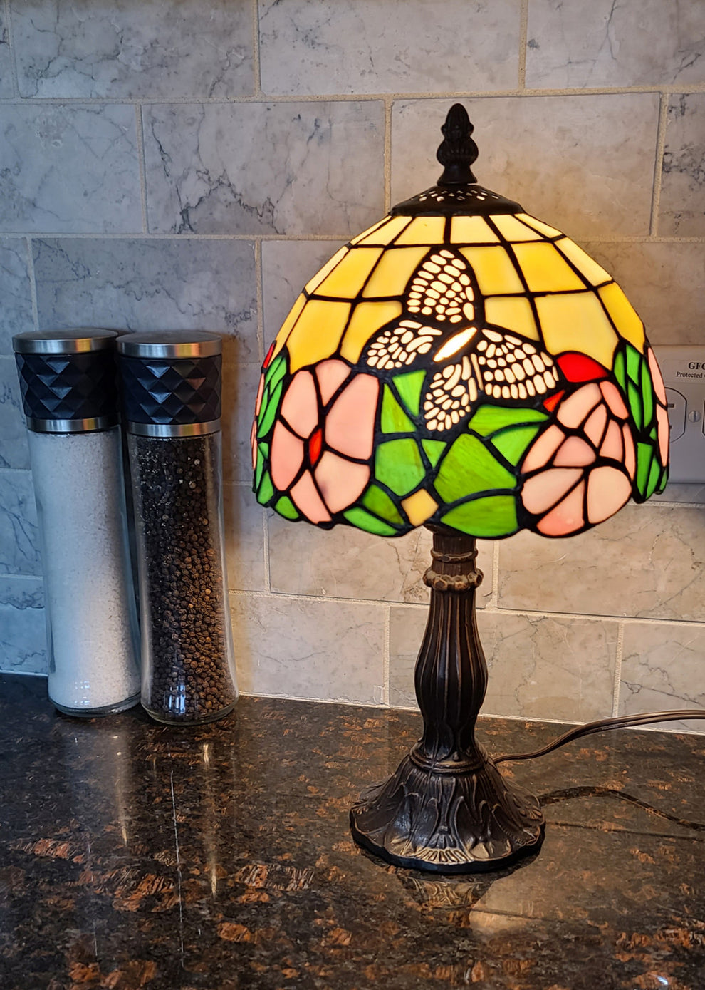 15" Tiffany Style Floral Butterfly Table Lamp By Homeroots | Table Lamps | Modishstore - 3