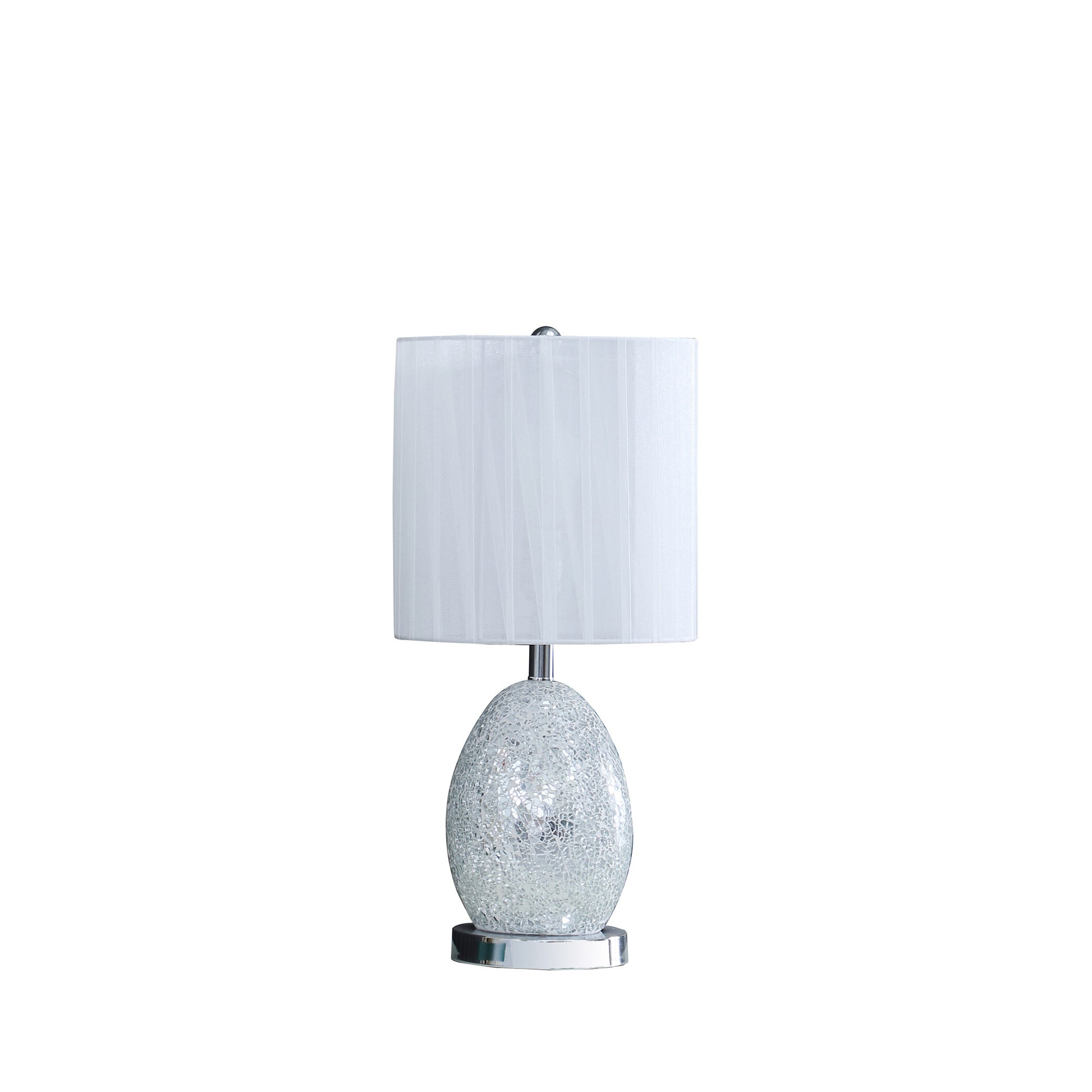 20" White Luster Mirrored Glass Table Lamp With Night Light By Homeroots | Table Lamps | Modishstore