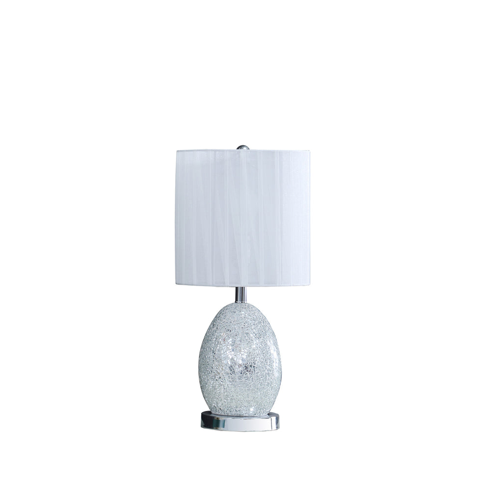 20" White Luster Mirrored Glass Table Lamp With Night Light By Homeroots | Table Lamps | Modishstore - 2