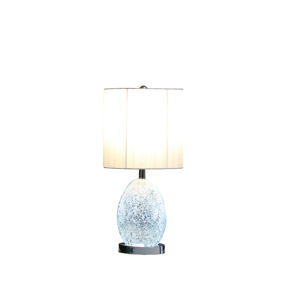20" White Luster Mirrored Glass Table Lamp With Night Light By Homeroots | Table Lamps | Modishstore - 3