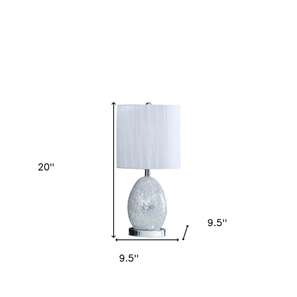 20" White Luster Mirrored Glass Table Lamp With Night Light By Homeroots | Table Lamps | Modishstore - 5