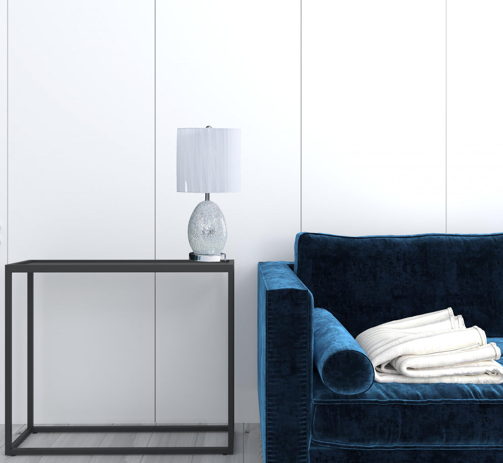 20" White Luster Mirrored Glass Table Lamp With Night Light By Homeroots | Table Lamps | Modishstore - 6