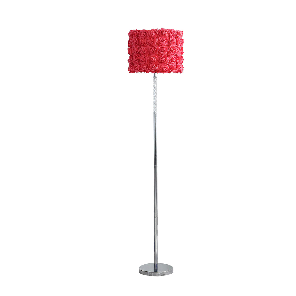 63" Steel Traditional Shaped Floor Lamp With Red Drum Shade By Homeroots | Floor Lamps | Modishstore - 2