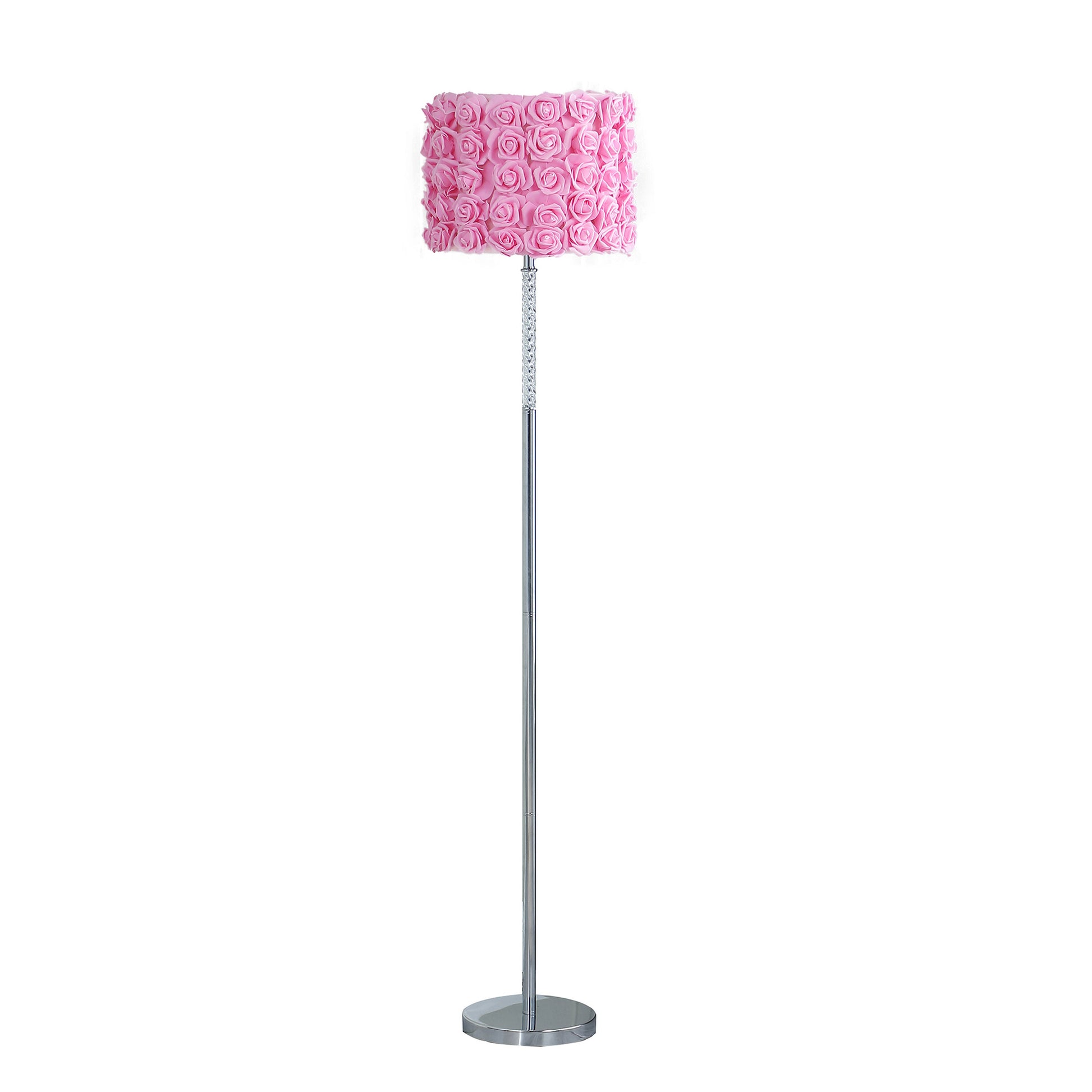 63" Steel Traditional Shaped Floor Lamp With Pink Drum Shade By Homeroots | Floor Lamps | Modishstore