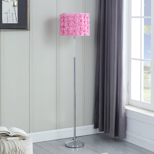 63" Steel Traditional Shaped Floor Lamp With Pink Drum Shade By Homeroots | Floor Lamps | Modishstore - 2
