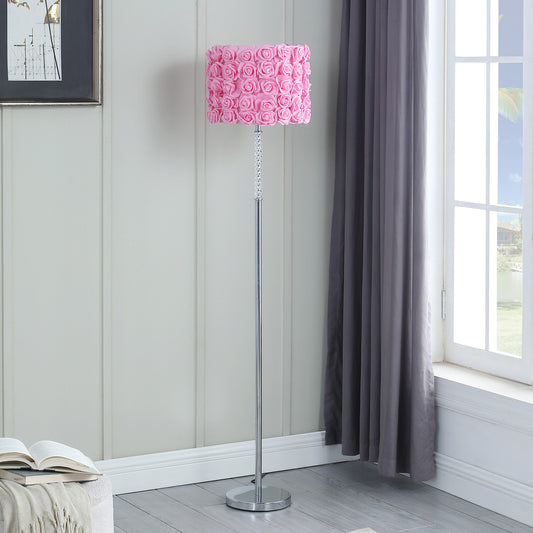 63" Steel Traditional Shaped Floor Lamp With Pink Drum Shade By Homeroots | Floor Lamps | Modishstore