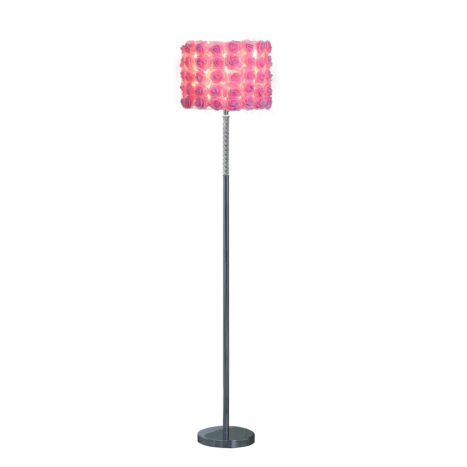 63" Steel Traditional Shaped Floor Lamp With Pink Drum Shade By Homeroots | Floor Lamps | Modishstore - 4
