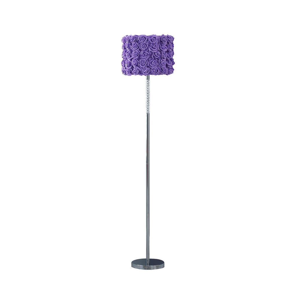 63" Steel Traditional Shaped Floor Lamp With Lavender Drum Shade By Homeroots | Floor Lamps | Modishstore - 2