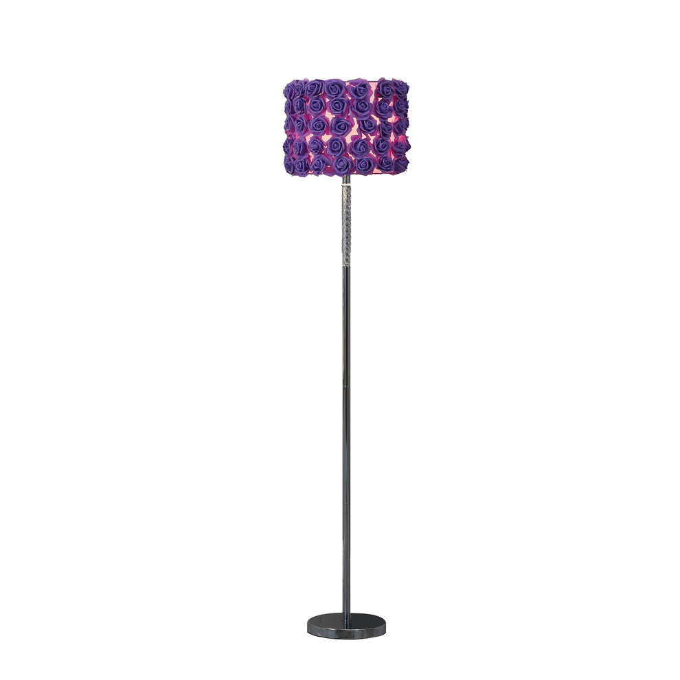 63" Steel Traditional Shaped Floor Lamp With Lavender Drum Shade By Homeroots | Floor Lamps | Modishstore - 4