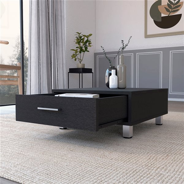24" Black Wengue Manufactured Wood Rectangular Coffee Table By Homeroots | Coffee Tables | Modishstore - 2