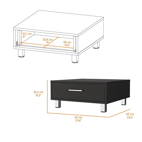 24" Black Wengue Manufactured Wood Rectangular Coffee Table By Homeroots | Coffee Tables | Modishstore - 4