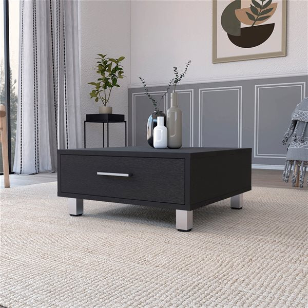 24" Black Wengue Manufactured Wood Rectangular Coffee Table By Homeroots | Coffee Tables | Modishstore - 4