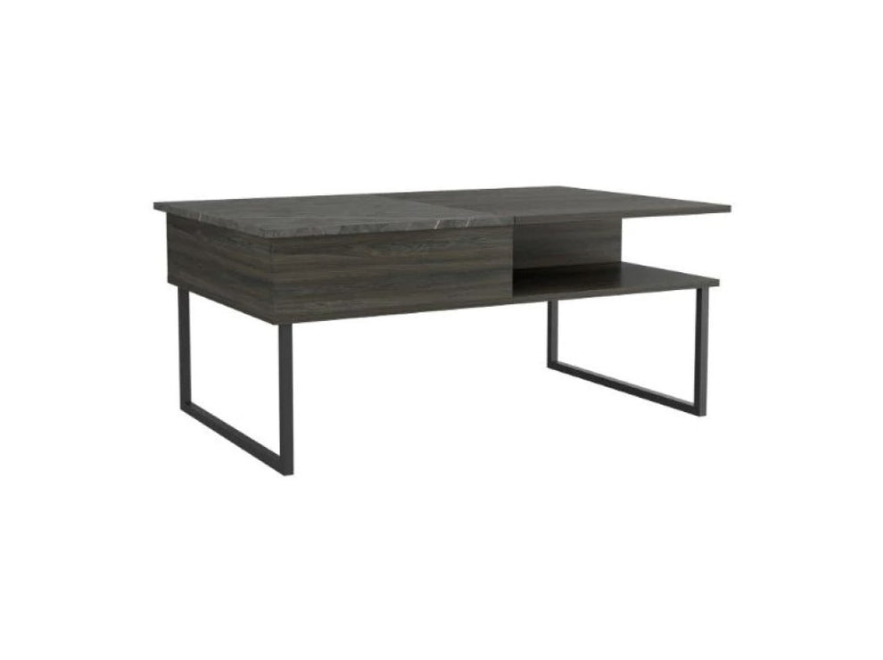 41" Onyx And Carbon Manufactured Wood Rectangular Lift Top Coffee Table By Homeroots | Coffee Tables | Modishstore - 2