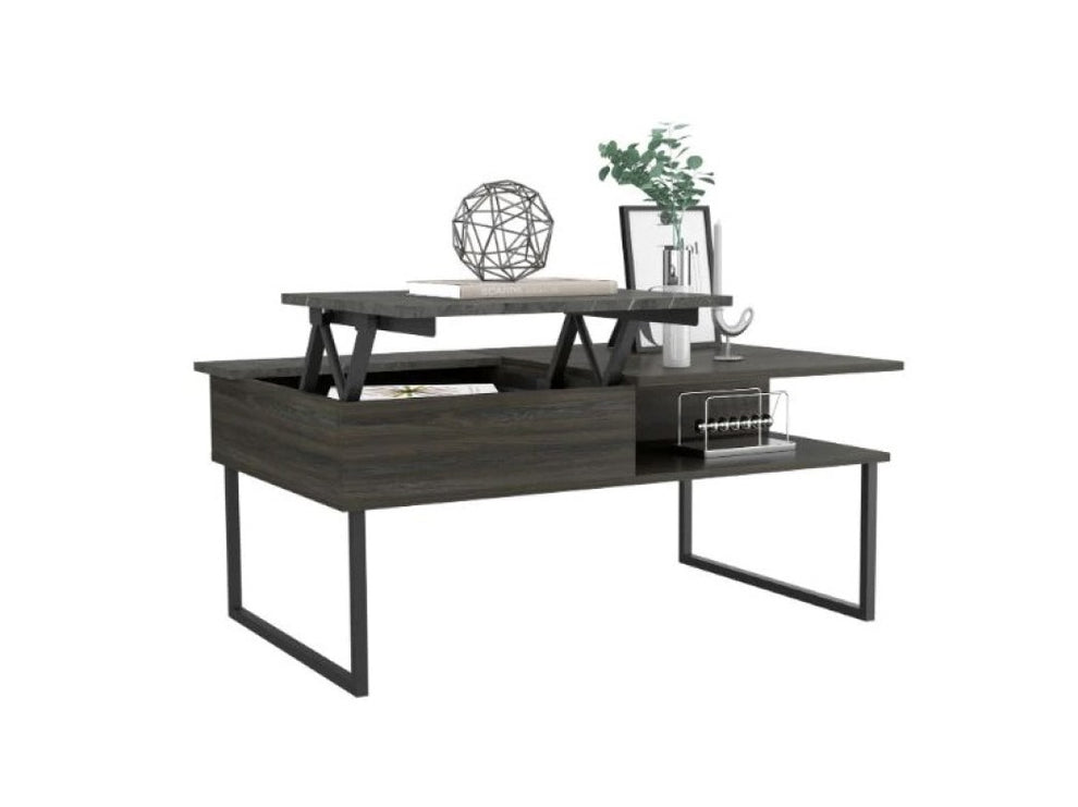 41" Onyx And Carbon Manufactured Wood Rectangular Lift Top Coffee Table By Homeroots | Coffee Tables | Modishstore - 4
