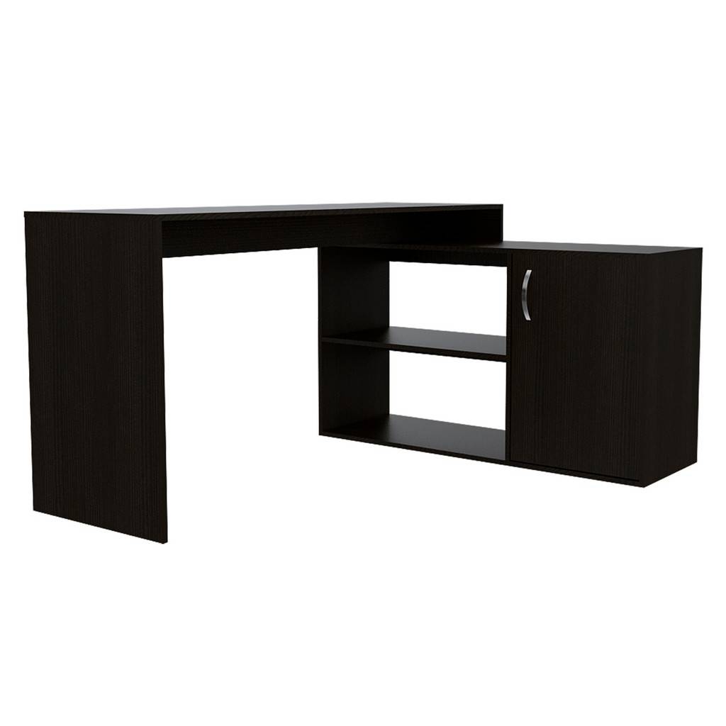 Sleek Black Wengue L Shape Office Desk By Homeroots | Desks | Modishstore - 3