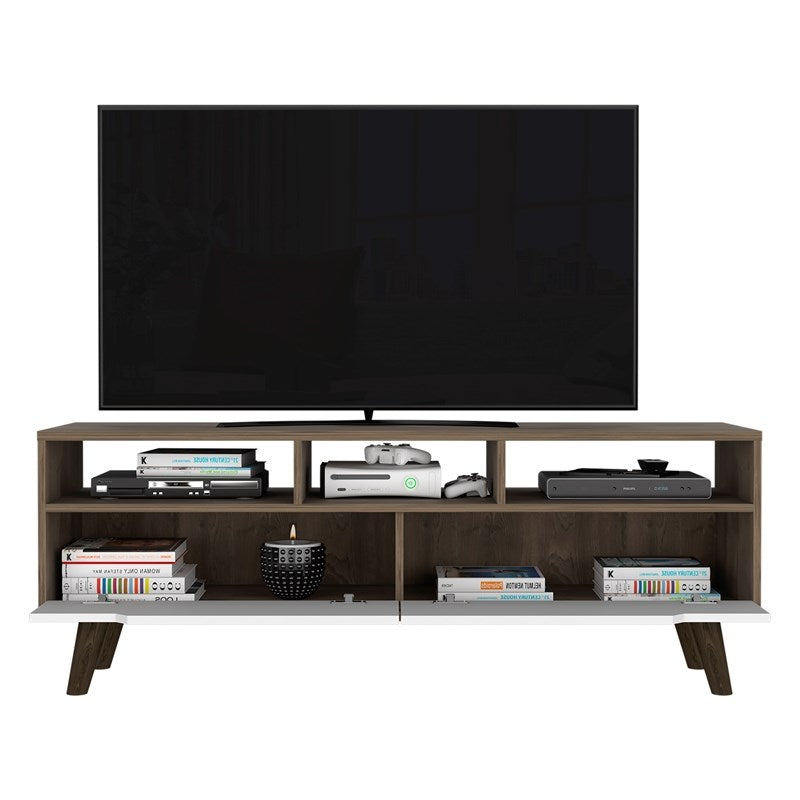 Stylish Dark Walnut and White Television Stand By Homeroots | TV Stands | Modishstore - 5
