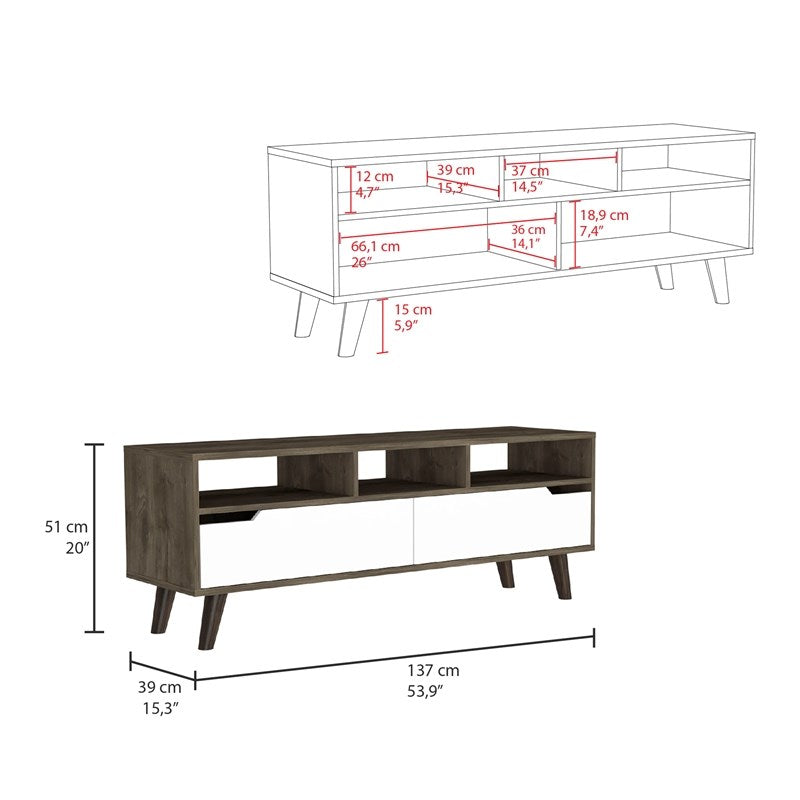 Stylish Dark Walnut and White Television Stand By Homeroots | TV Stands | Modishstore - 6
