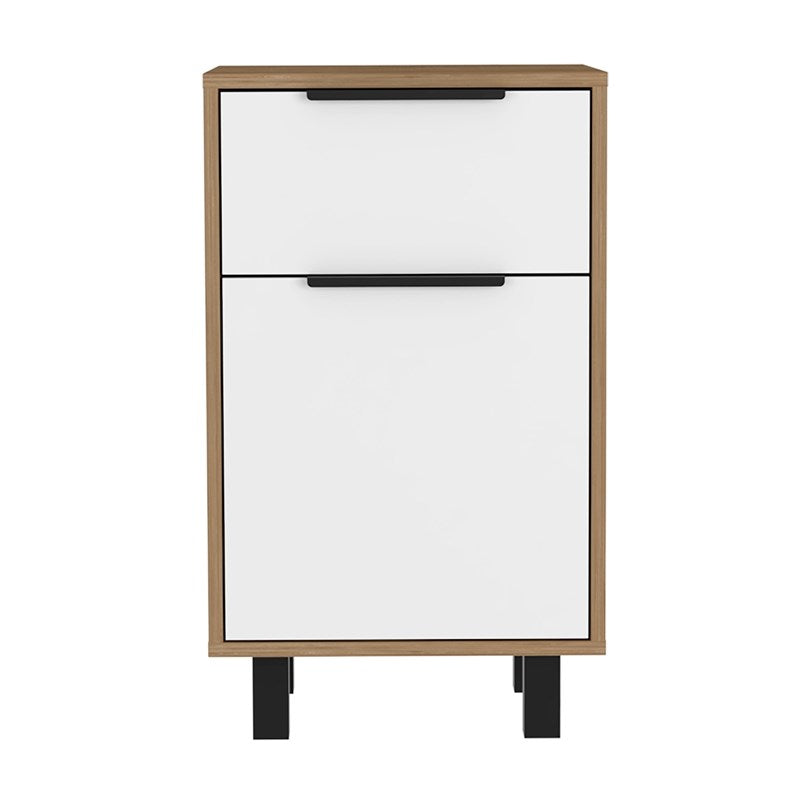 Stylish White and Pine Bedroom Nightstand By Homeroots | Nightstands | Modishstore - 2