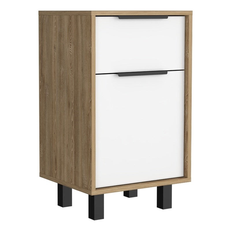 Stylish White and Pine Bedroom Nightstand By Homeroots | Nightstands | Modishstore - 4