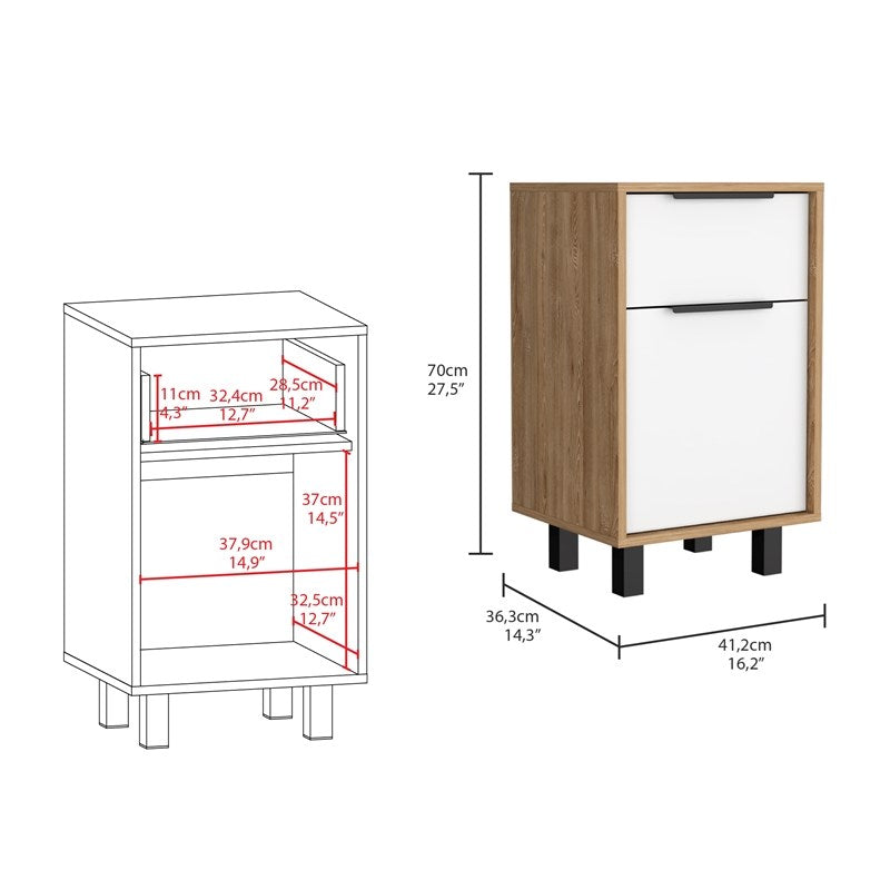 Stylish White and Pine Bedroom Nightstand By Homeroots | Nightstands | Modishstore - 6