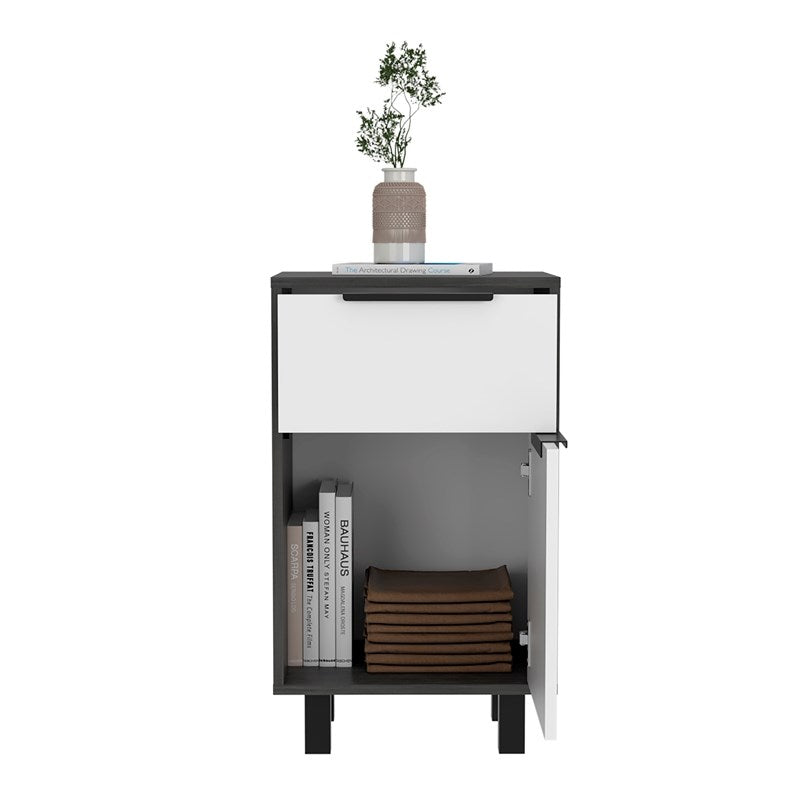 Stylish and Contemporary Smokey Oak and White Bedroom Nightstand By Homeroots | Nightstands | Modishstore - 3