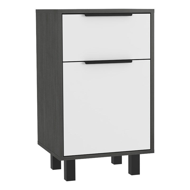 Stylish and Contemporary Smokey Oak and White Bedroom Nightstand By Homeroots | Nightstands | Modishstore - 4