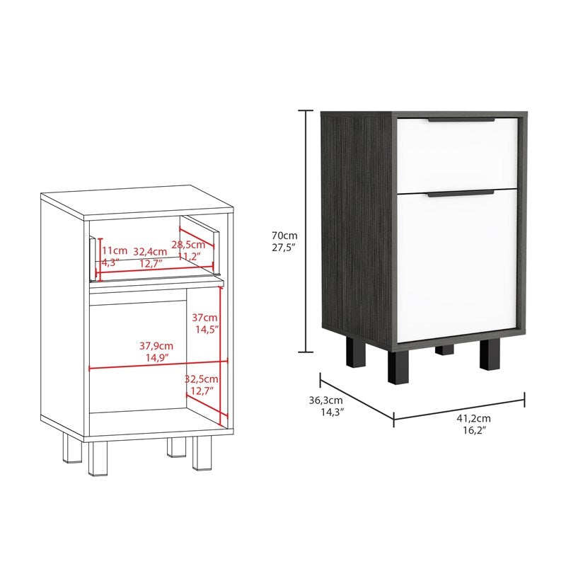Stylish and Contemporary Smokey Oak and White Bedroom Nightstand By Homeroots | Nightstands | Modishstore - 5