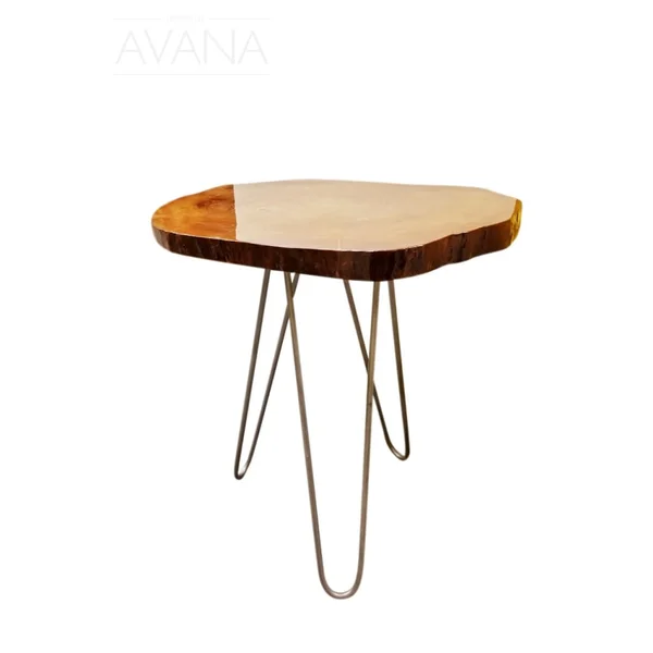 24" Natural Solid Wood Live Edge and Metal End Table By Homeroots | End Tables | Modishstore