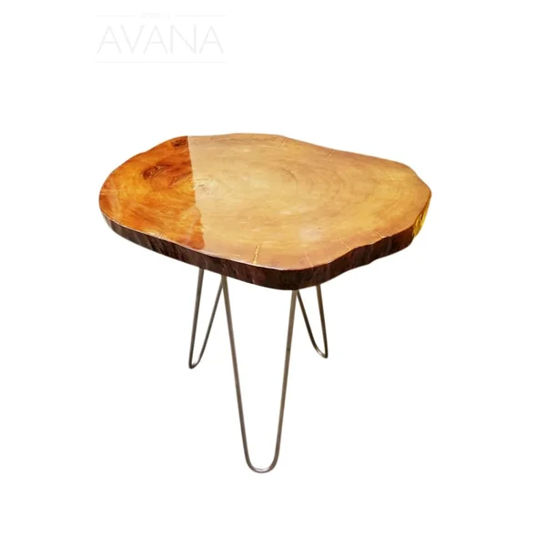 24" Natural Solid Wood Live Edge and Metal End Table By Homeroots | End Tables | Modishstore - 3