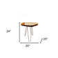 24" Natural Solid Wood Live Edge and Metal End Table By Homeroots