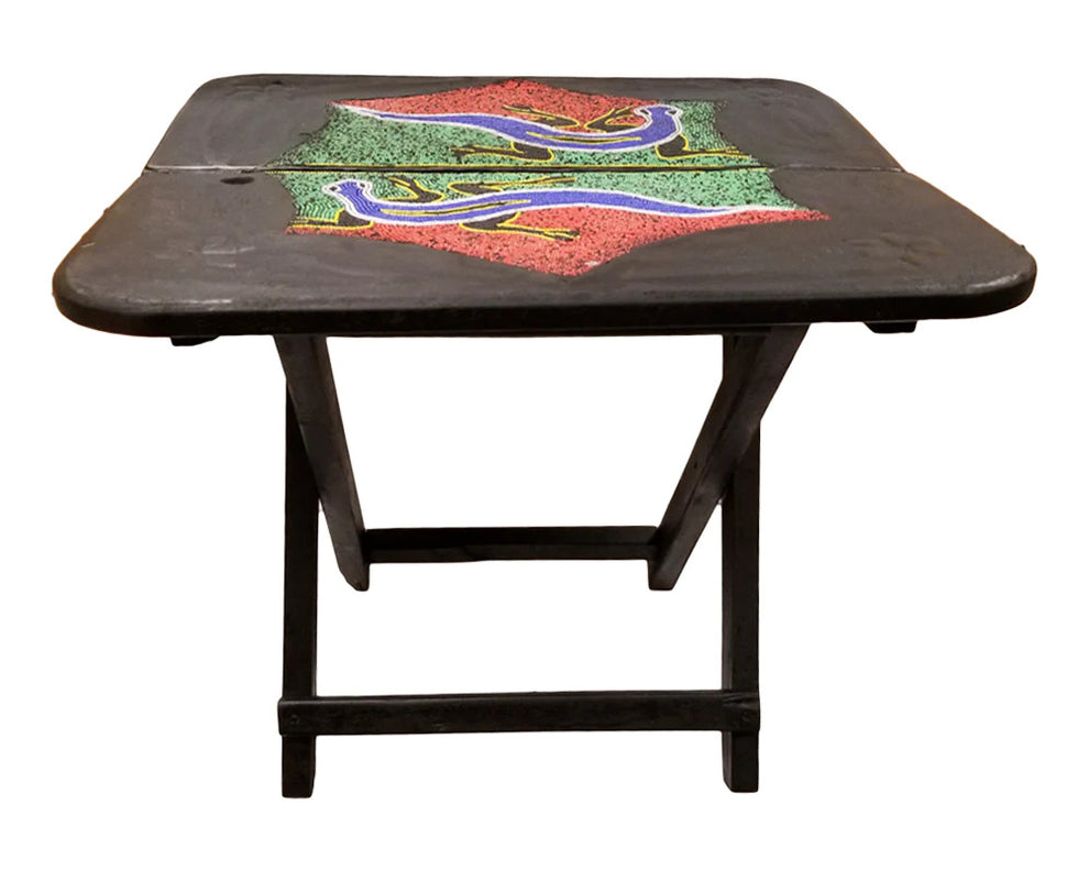 20" Dark Brown Solid Wood Nature Design Folding Portable End Table By Homeroots | End Tables | Modishstore - 2