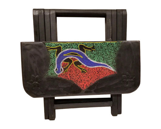 20" Dark Brown Solid Wood Nature Design Folding Portable End Table By Homeroots | End Tables | Modishstore - 5