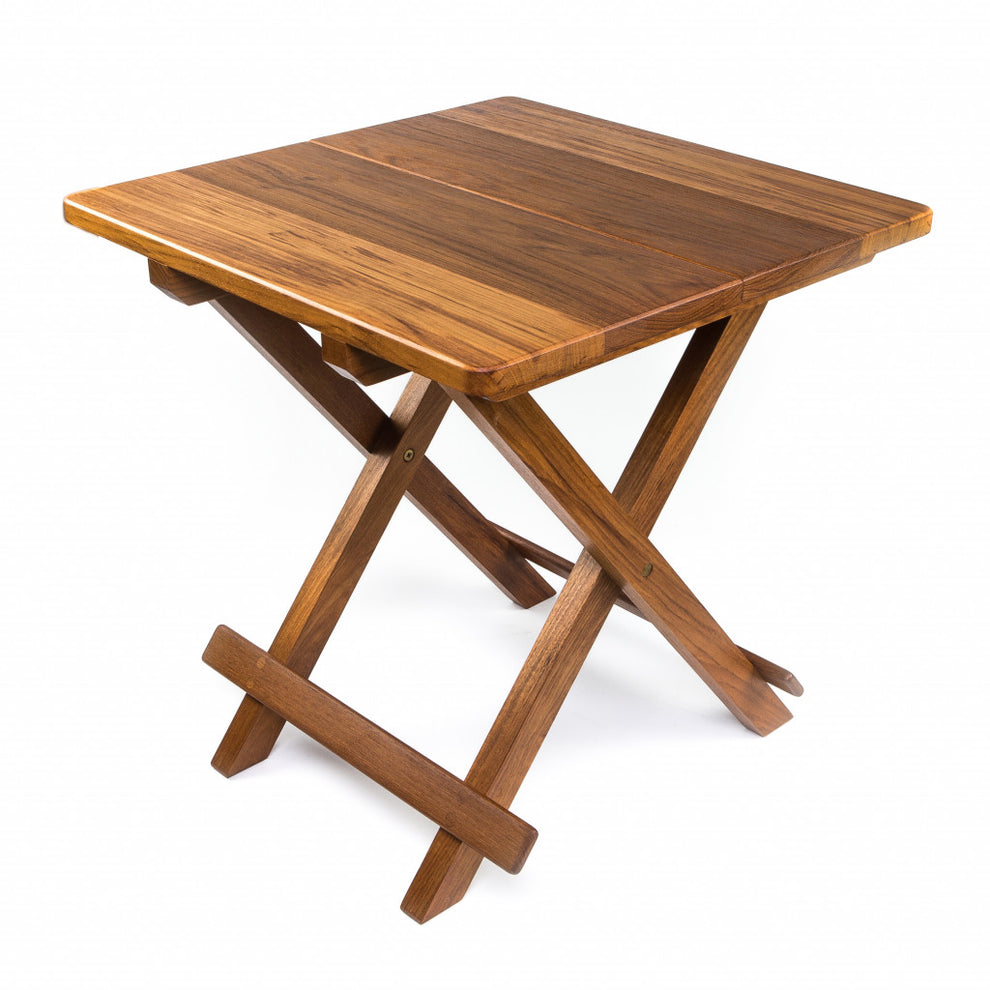 19" Brown Solid Square Teak Folding Indoor Outdoor End Table By Homeroots | End Tables | Modishstore - 2