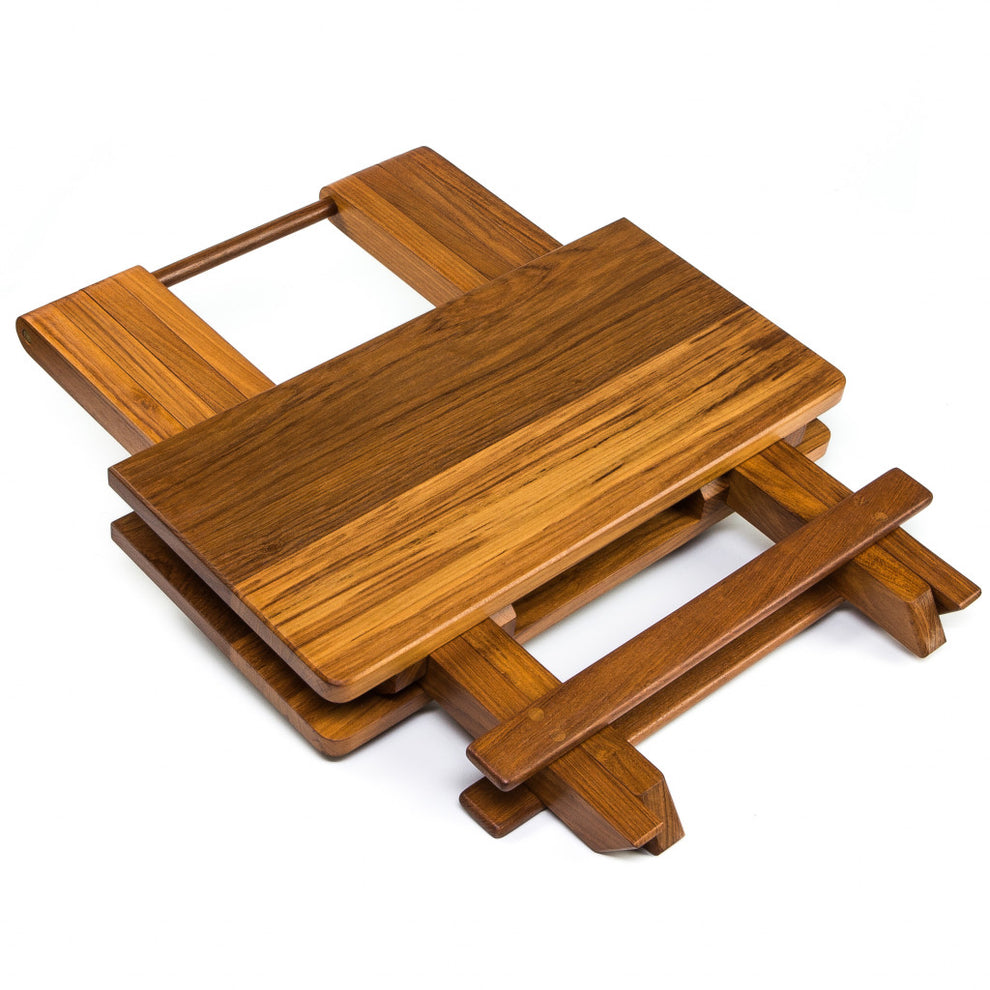 19" Brown Solid Square Teak Folding Indoor Outdoor End Table By Homeroots | End Tables | Modishstore - 4