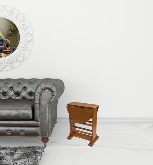 21" Brown Solid Wood Oval Drop Leaf End Table By Homeroots | End Tables | Modishstore