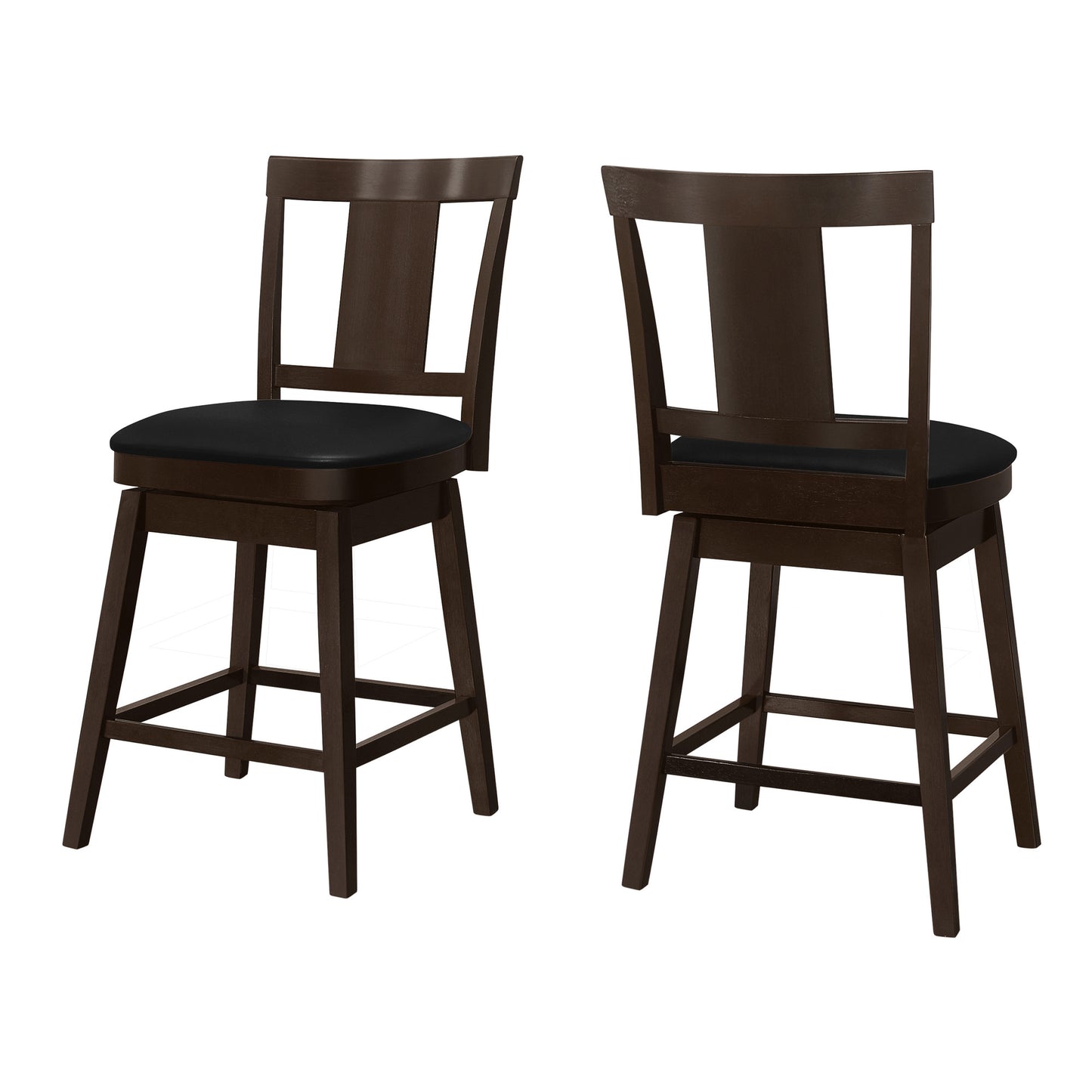 Set Of Two 39" Black Espresso Counter Height Swivel Full Back Bar Chairs By Homeroots | Bar Stools | Modishstore