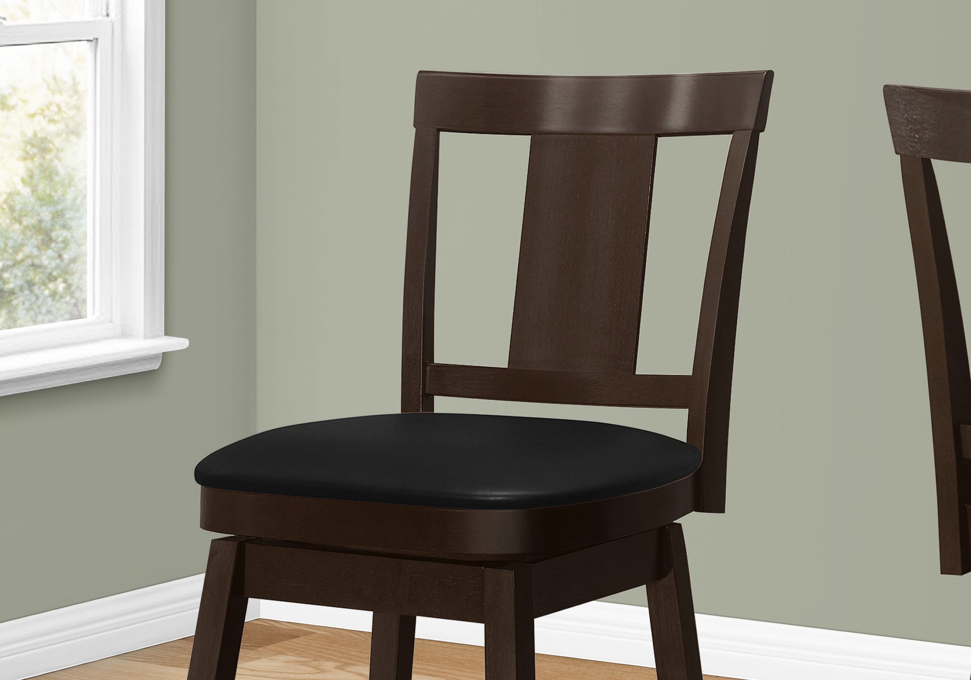 Set Of Two 39" Black Espresso Counter Height Swivel Full Back Bar Chairs By Homeroots | Bar Stools | Modishstore - 3