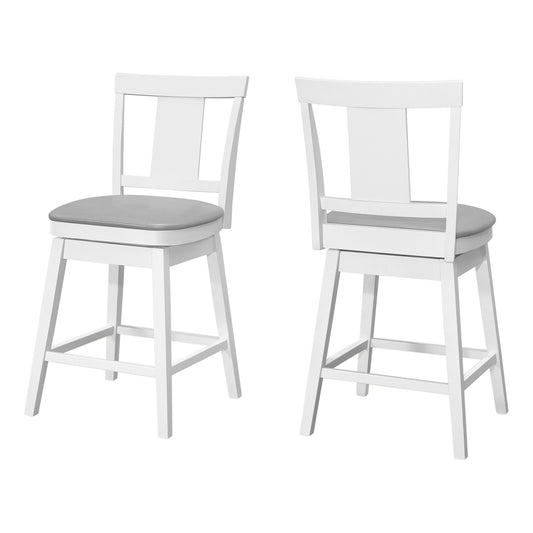Set Of Two 39" Grey White Counter Height Swivel Full Back Bar Chairs By Homeroots