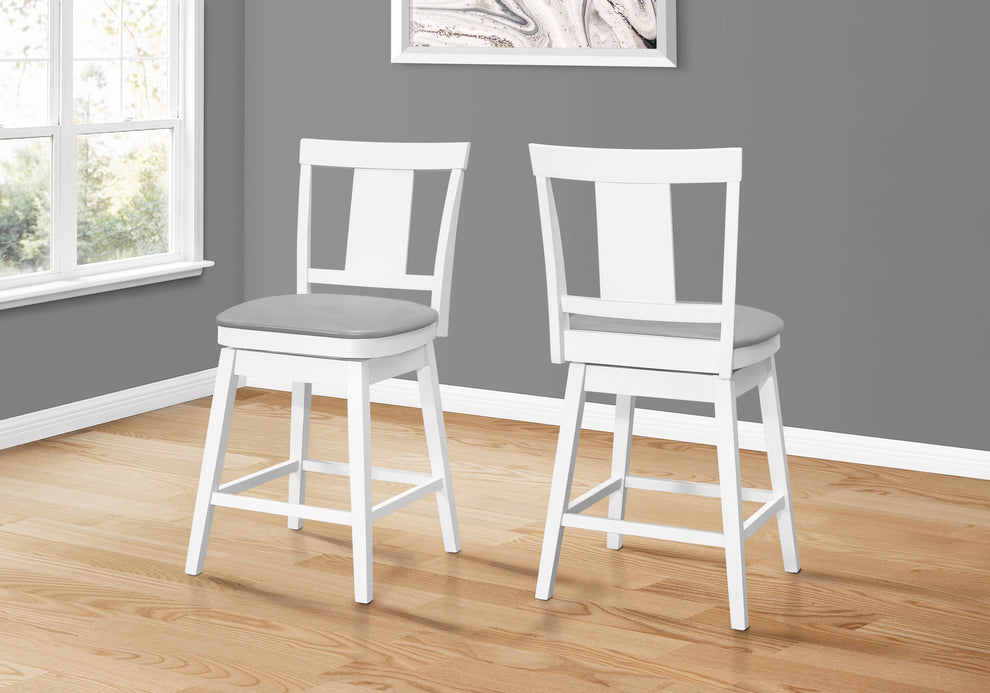 Set Of Two 39" Grey White Counter Height Swivel Full Back Bar Chairs By Homeroots | Bar Stools | Modishstore - 2