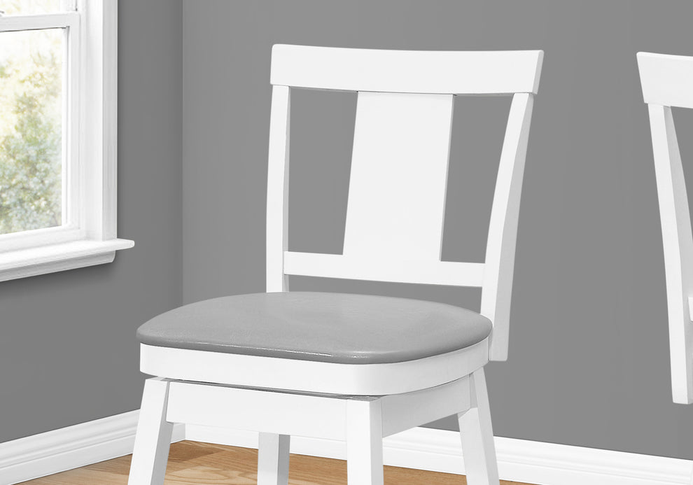 Set Of Two 39" Grey White Counter Height Swivel Full Back Bar Chairs By Homeroots | Bar Stools | Modishstore - 3