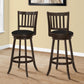 Set Of Two 29" Black And Espresso Faux Leather And Solid Wood Swivel Bar Height Bar Chairs With Footrest By Homeroots