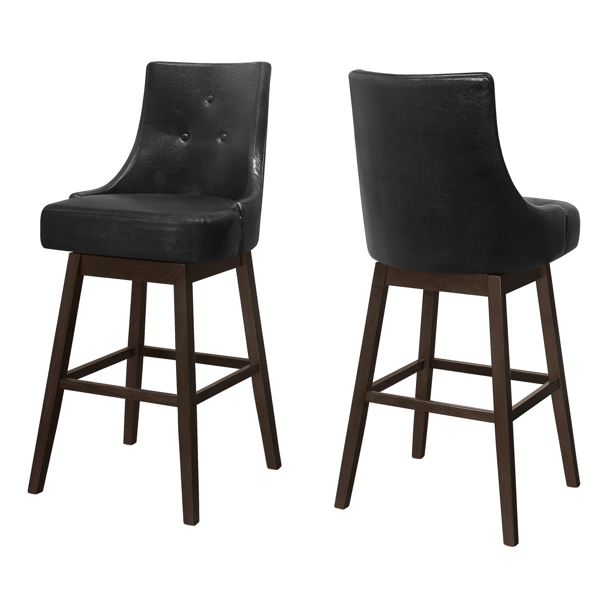 Set Of Two 46" Black Bar Height Swivel Full Back Bar Chairs By Homeroots | Bar Stools | Modishstore
