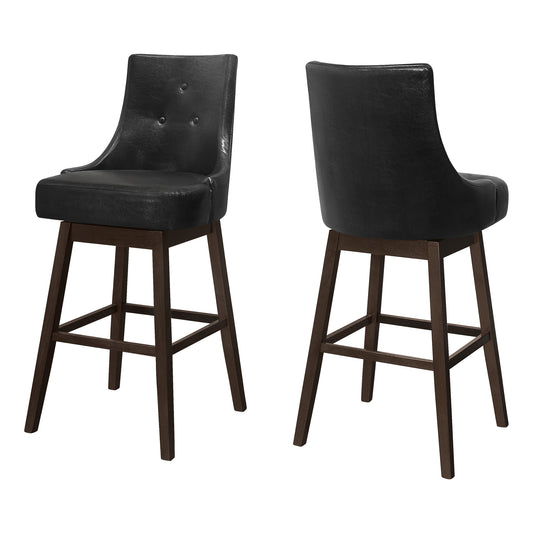 Set Of Two 46" Black Bar Height Swivel Full Back Bar Chairs By Homeroots