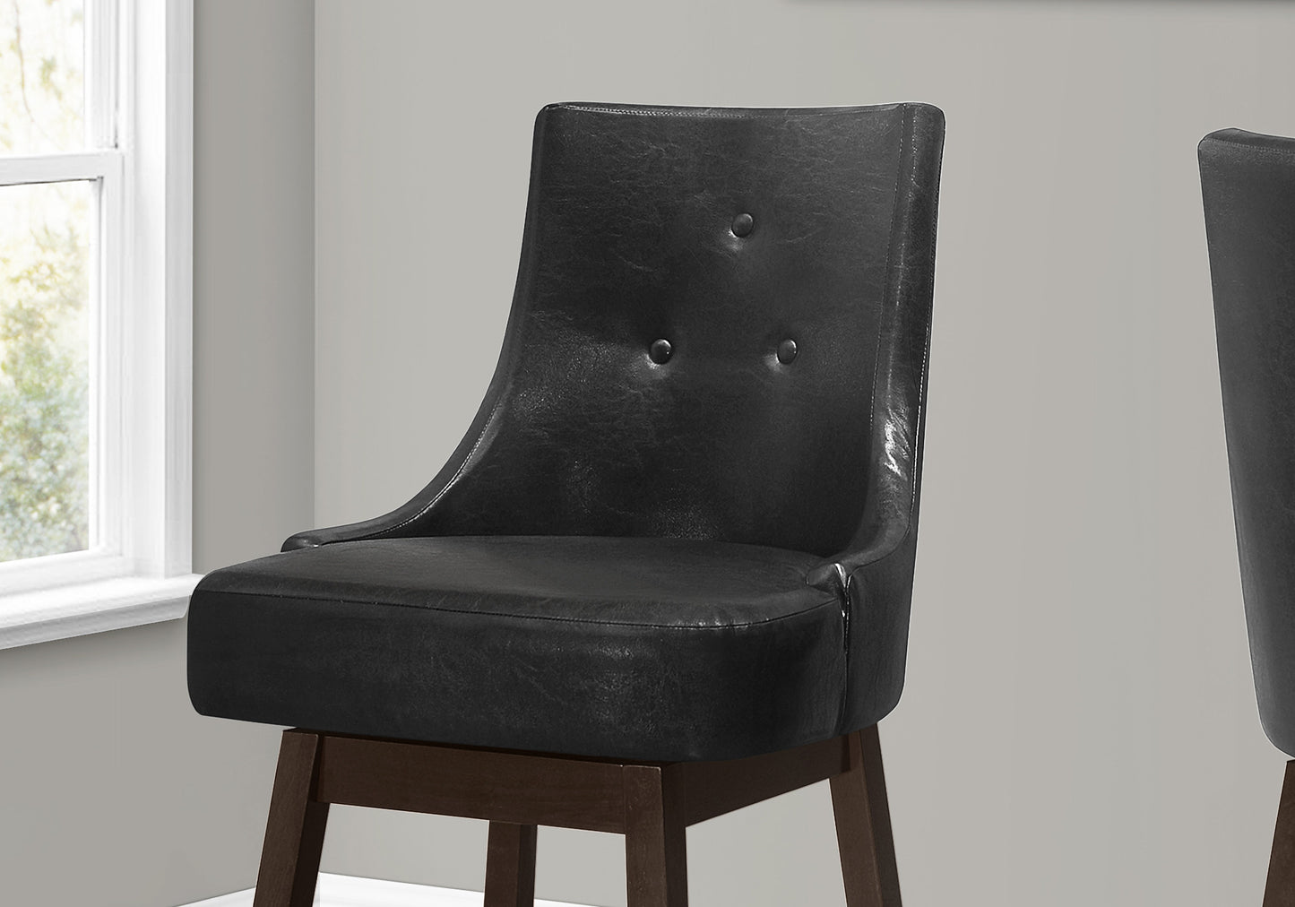 Set Of Two 46" Black Bar Height Swivel Full Back Bar Chairs By Homeroots | Bar Stools | Modishstore - 3