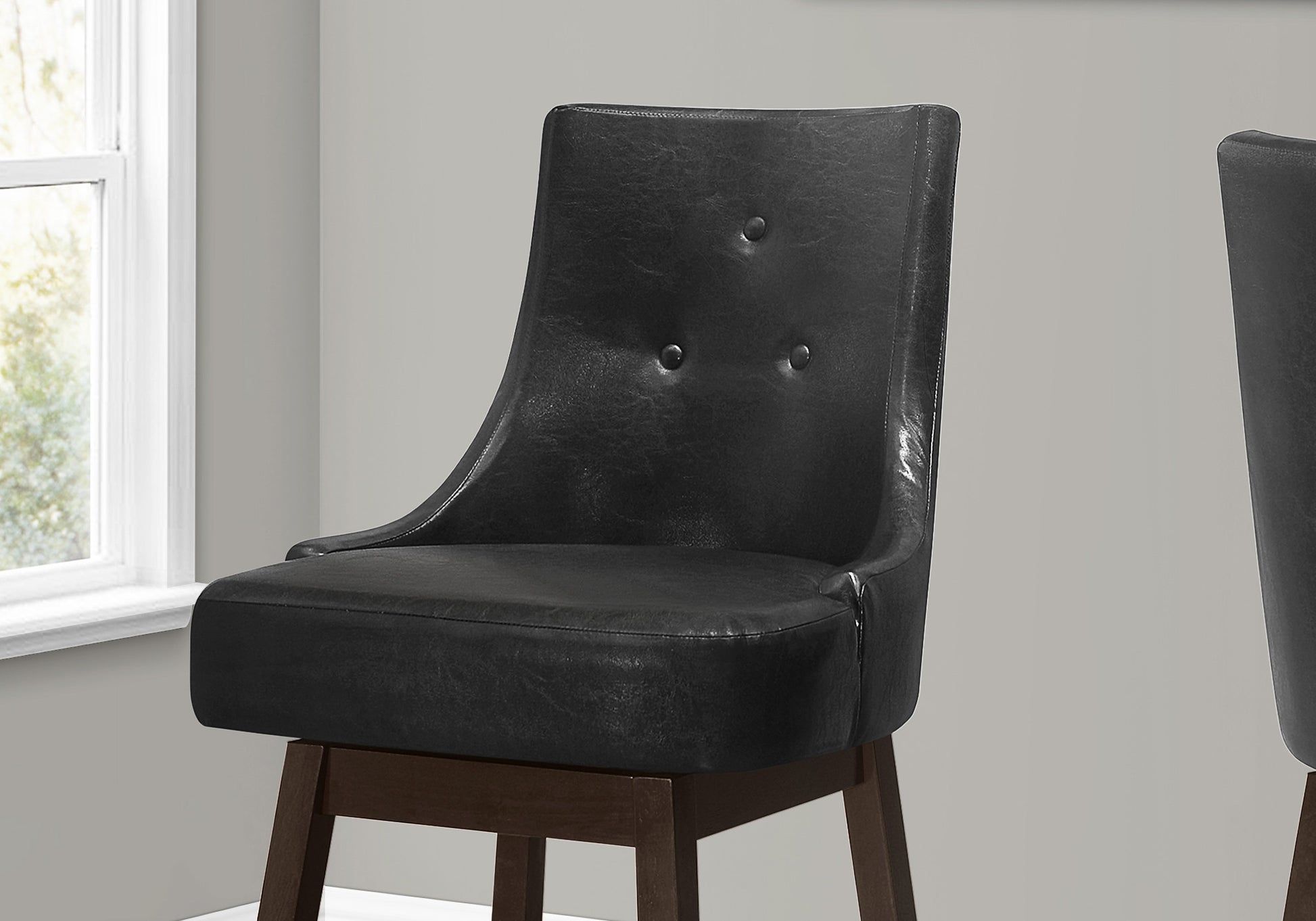 Set Of Two 46" Black Bar Height Swivel Full Back Bar Chairs By Homeroots | Bar Stools | Modishstore - 3