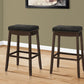 Set Of Two 30" Black And Espresso Faux Leather And Solid Wood Backless Bar Height Bar Chairs With Footrest By Homeroots